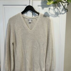 Athleta Beige V-Neck Sweater